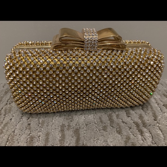 Natasha Handbags - Beaded gold clutch